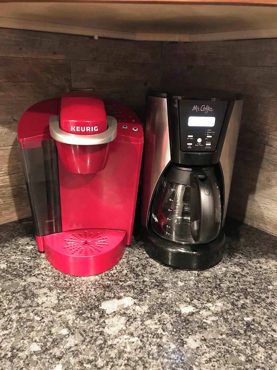 Coffee makers: Keurig (pods not provided) and drip