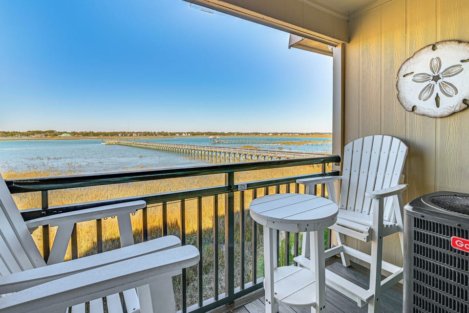 Private Balcony | Views of Murrells Inlet Marsh Walk