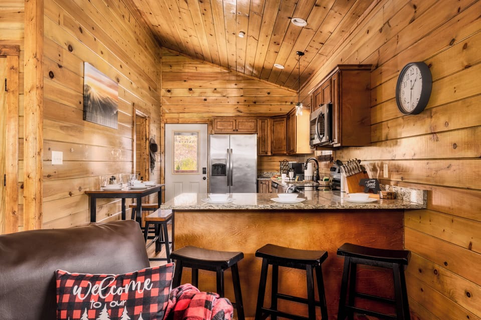 Kitchen with bar seating for 3 