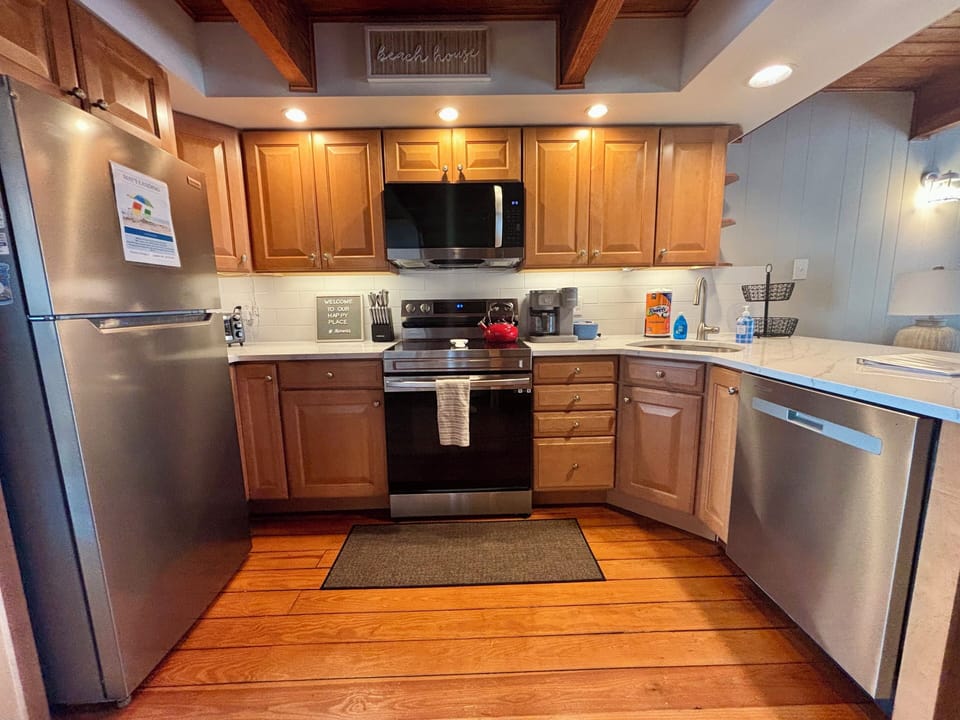 Fully stocked kitchen with updated appliances