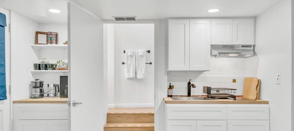 Feel right at home with everything you need to prepare a meal or unwind with a snack.