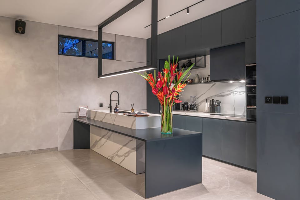 Luxury Villa, Patio, Pool View | Private kitchen | Fridge, microwave, oven, stovetop