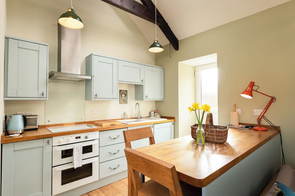 Breakfast bar with door to patio.