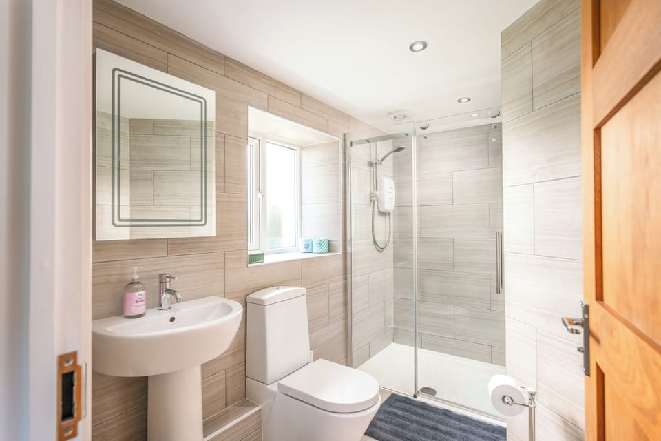 Modern bathroom with large shower