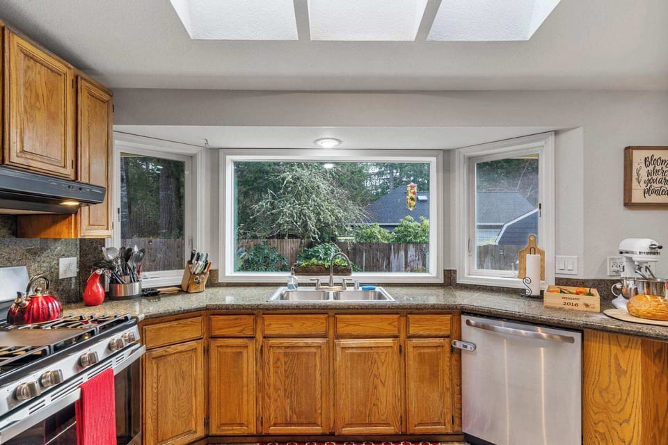 Dishwashing with a view. Our light filled kitchen is an inspiring place to create meals and memories. 