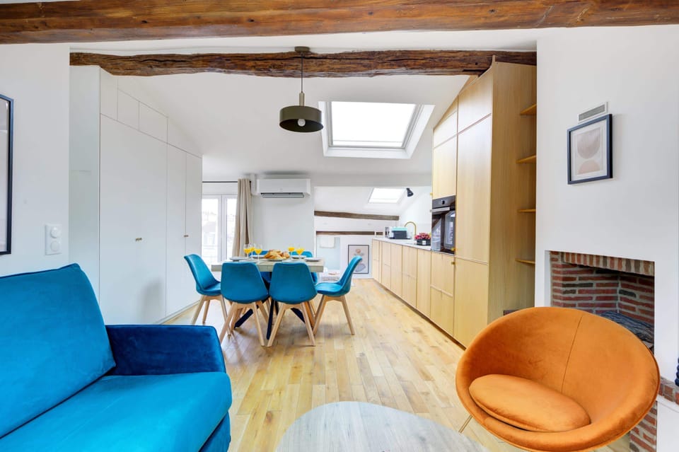 The open-plan living and dining area