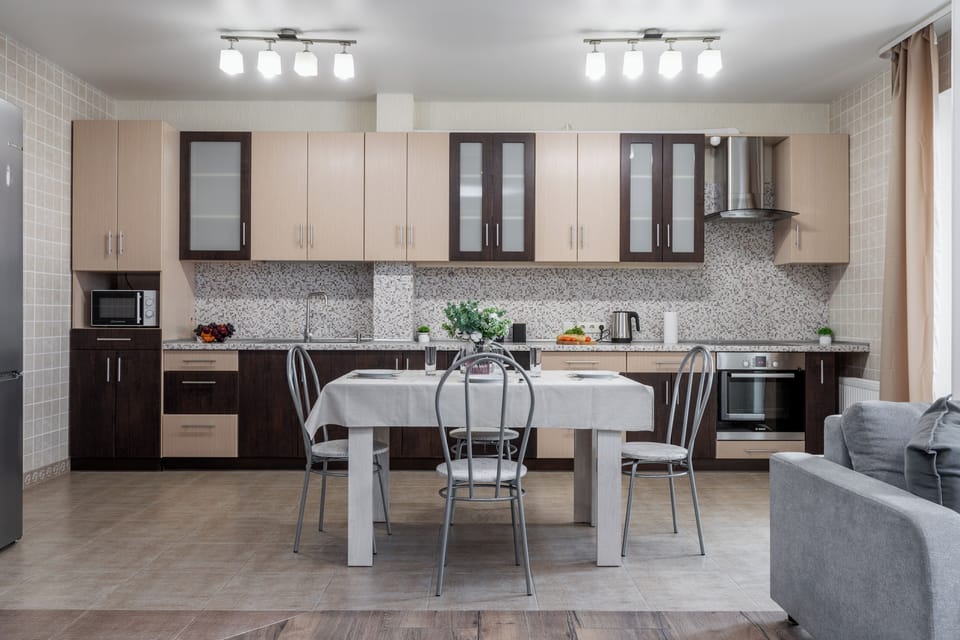 Apartment, Non Smoking, City View | Private kitchen | Full-size fridge, microwave, oven, stovetop