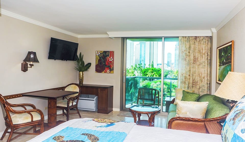 Interior of room from queen bed