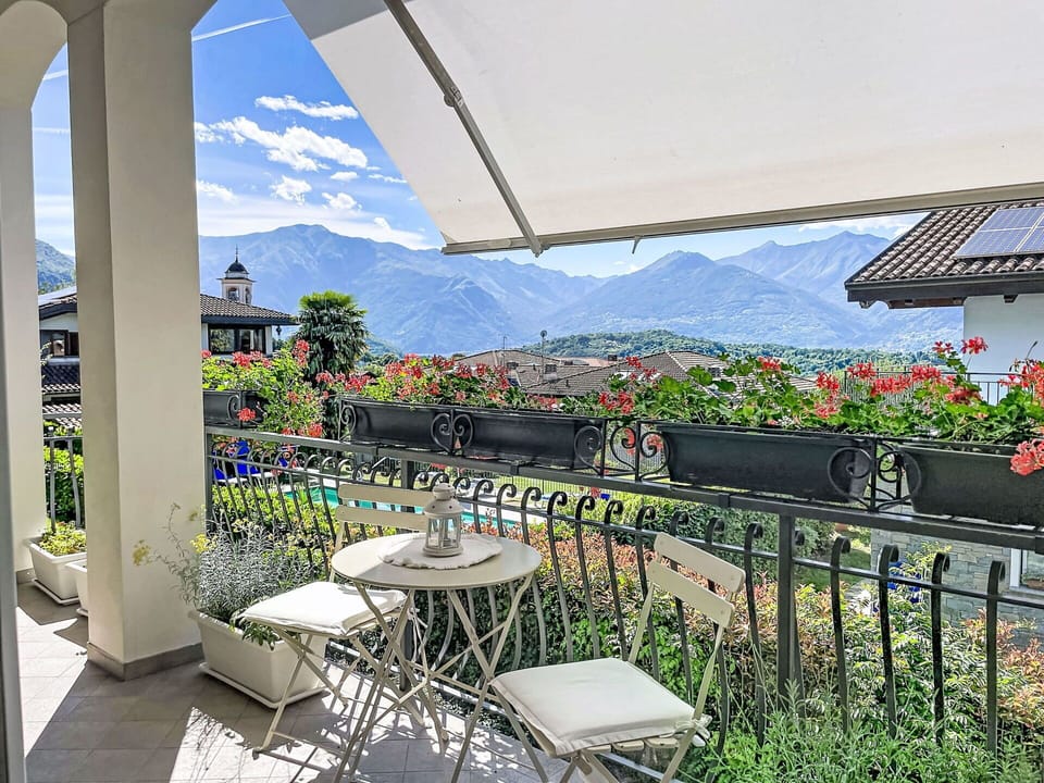 Hill, Mountain Range, Balcony, Chair, Ridge, Alps, Flowerpot, Porch, Houseplant, Eco Hotel