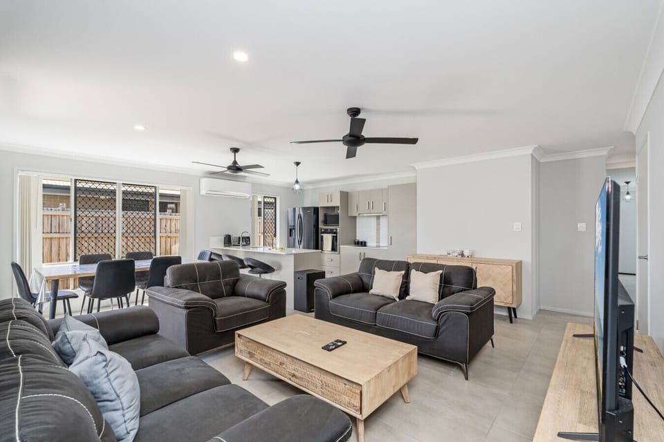 Enjoy open-plan living with modern furnishings