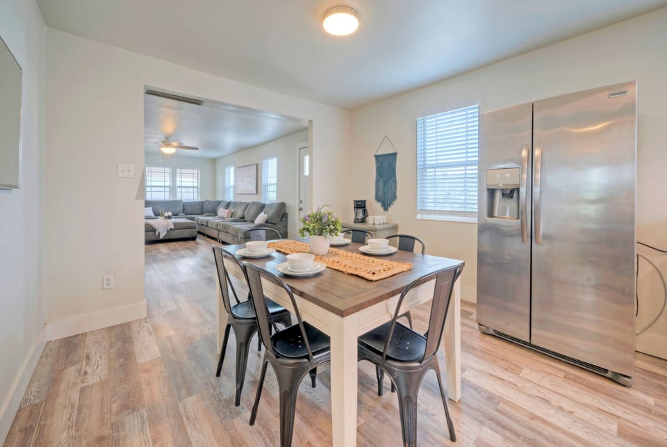 Transition seamlessly to the dining area.