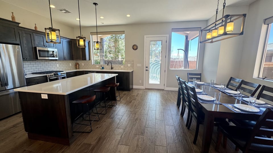 Dining table with seating for 8