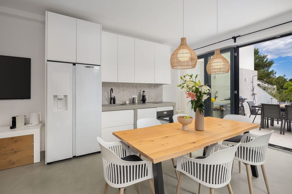 Luxury Beachfront Villa Manera Bol for 12 persons with heated pool on promenade Zlatni Rat by the pebble beach