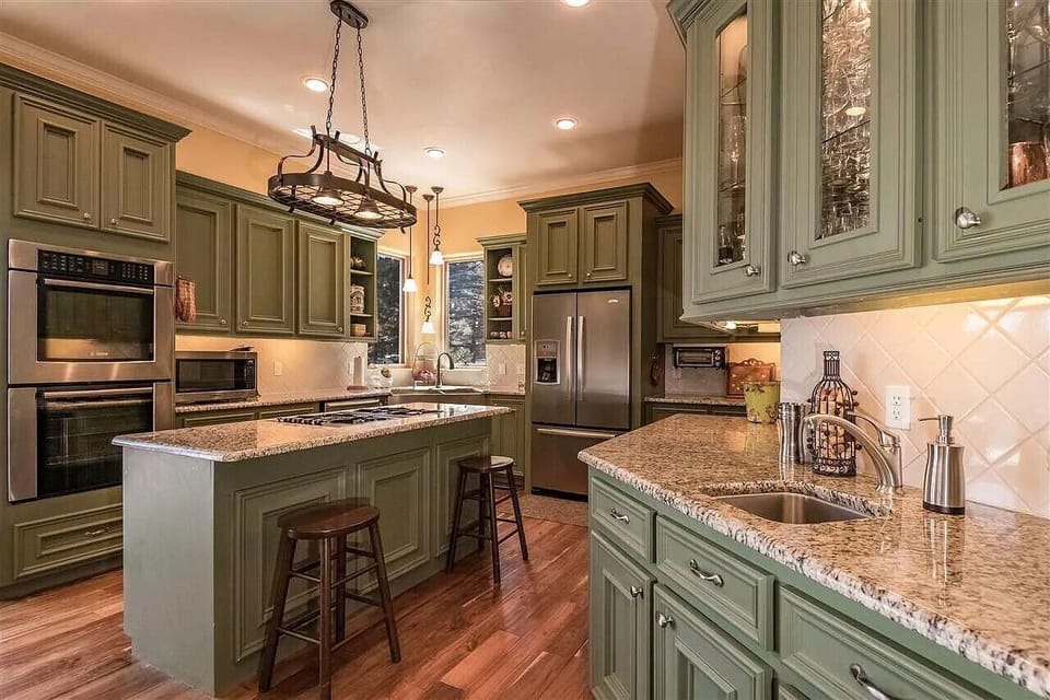 The fully equipped kitchen is open to dining area and great room