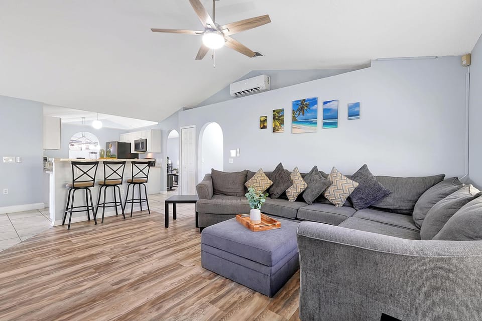 Open concept living. This cozy living room sits beside the kitchen, creating a seamless space.