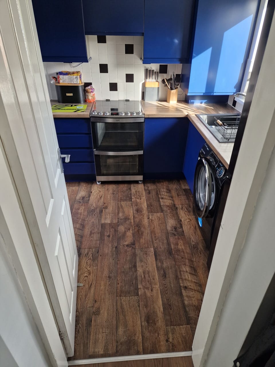 Full-size fridge, microwave, oven, stovetop