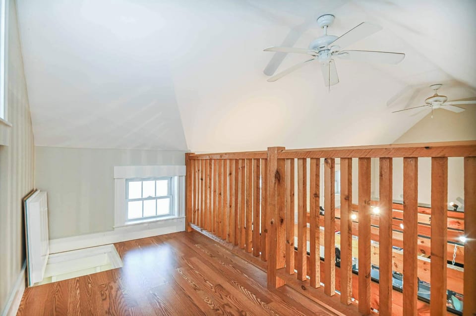 Check out the view of the lower level from the 2nd-floor loft space