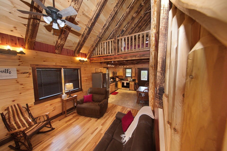 Living Room, from bottom of stairs, with Full Kitchen beyond, Kalli's Luxury Retreat
