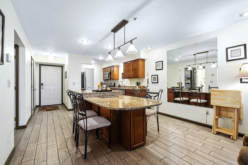 Don't feel like eating out? This fully stocked kitchen has everything you need for family meals, from morning coffee to midnight cookie baking