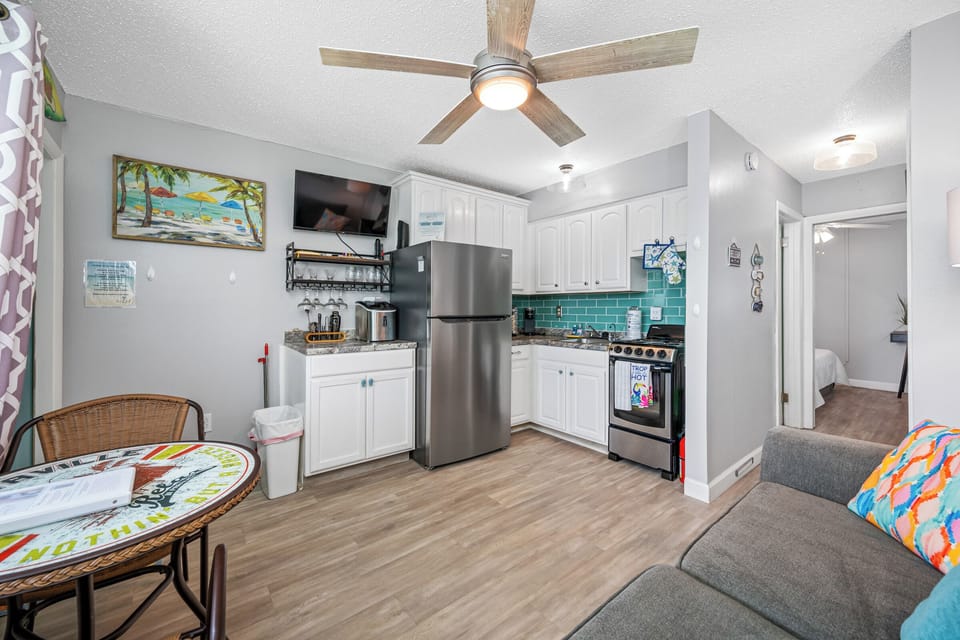 Cozy Living Room with Kitchen View