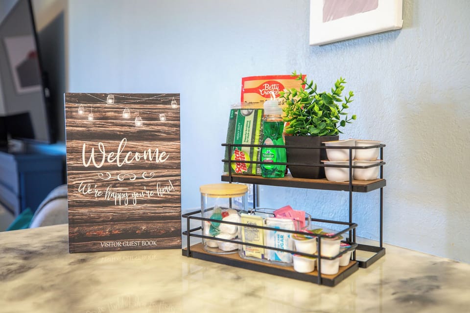 Starter household goods available for your stay, including 1st morning breakfast