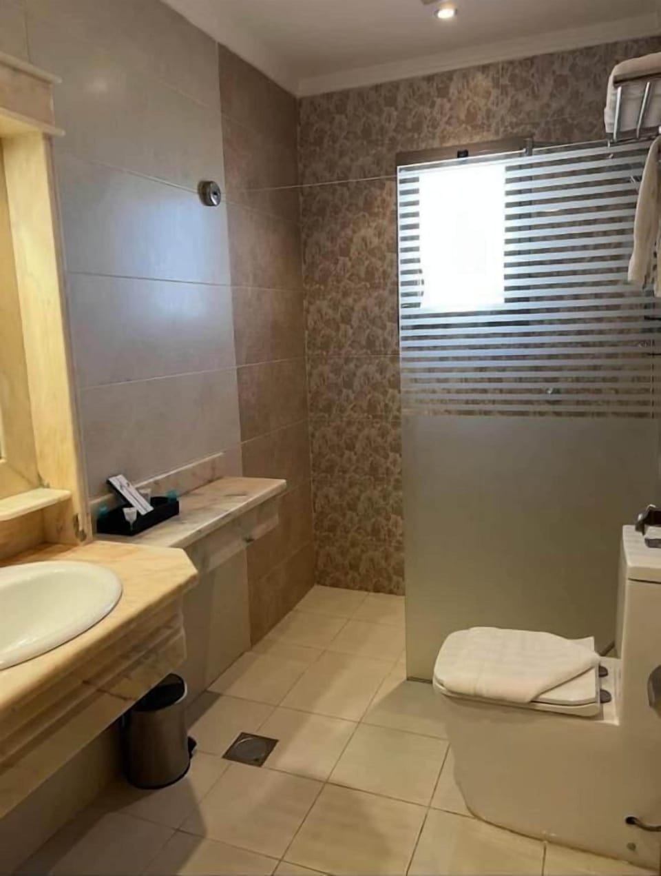 Shower, hair dryer, slippers, bidet