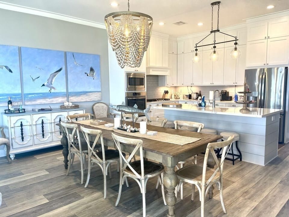 Open dining area with kitchen