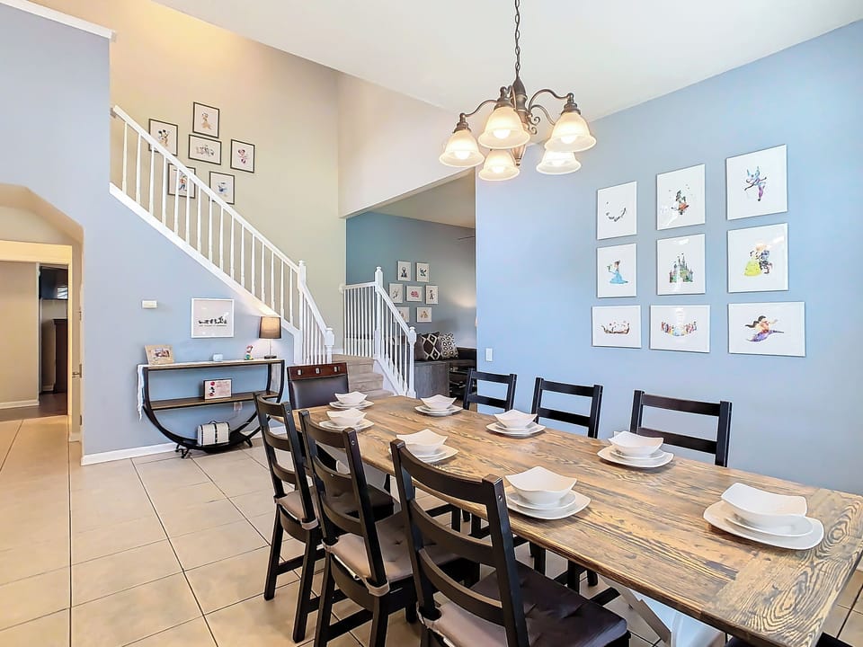The dining room offers seating for 8 - perfect for meals or game night!