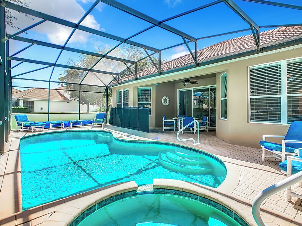 Pool includes a child safety fence that can be removed entirely or in sections
