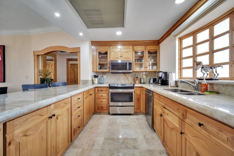 Kitchen with stainless appliances and granite countertops
