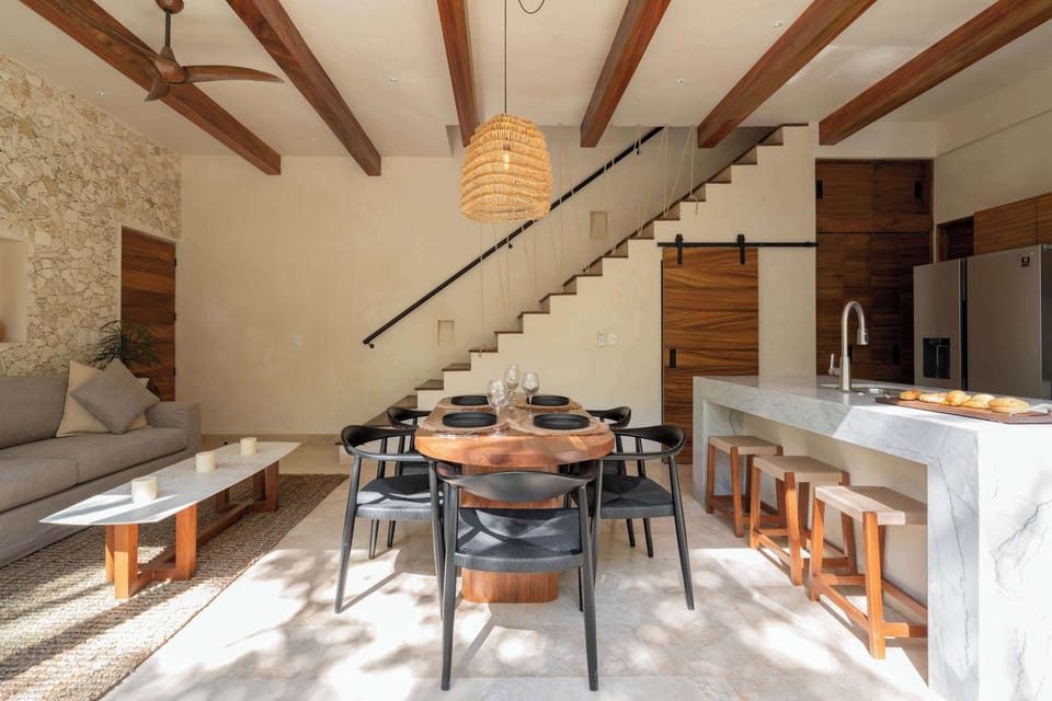 Beautiful dining room and living room located on the ground floor