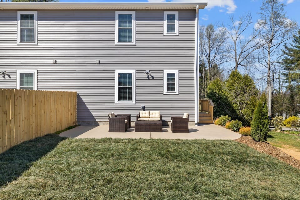 Back patio and greenspace for you to enjoy.