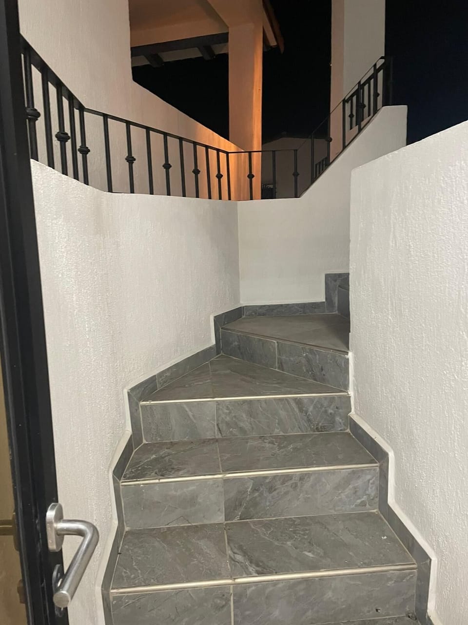 staircase from upper balcony