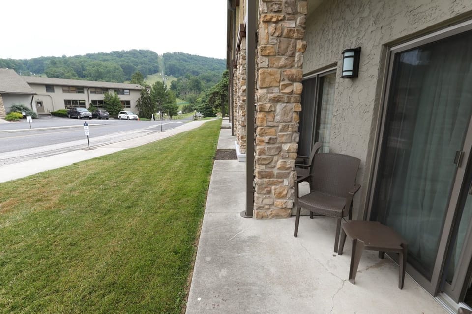 A private patio space, perfect for enjoying the fresh mountain air.