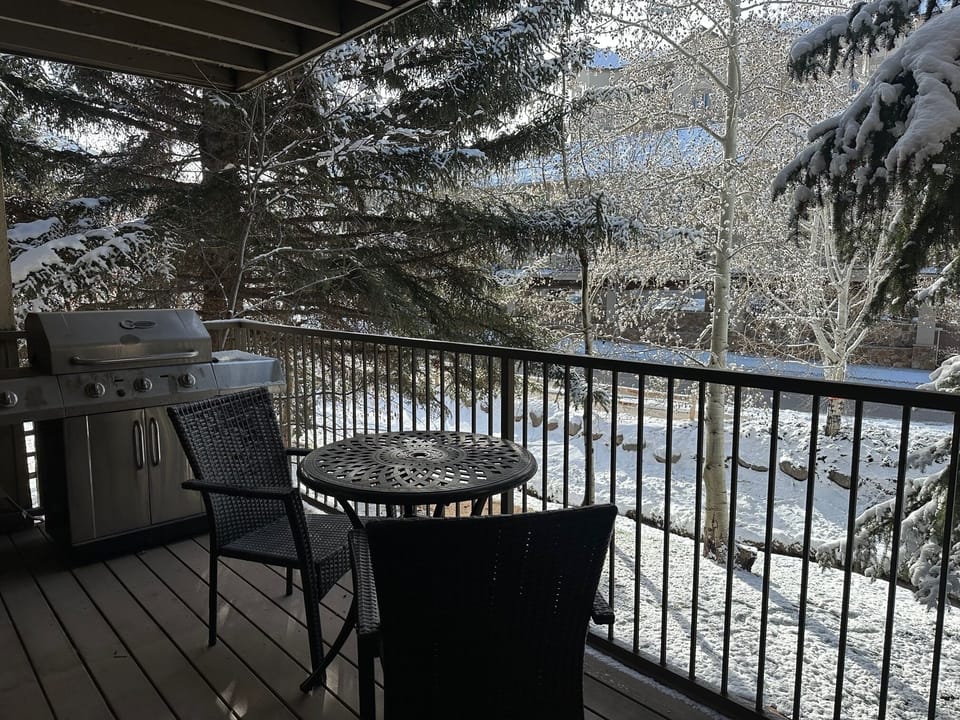 Balcony with propane BBQ brill