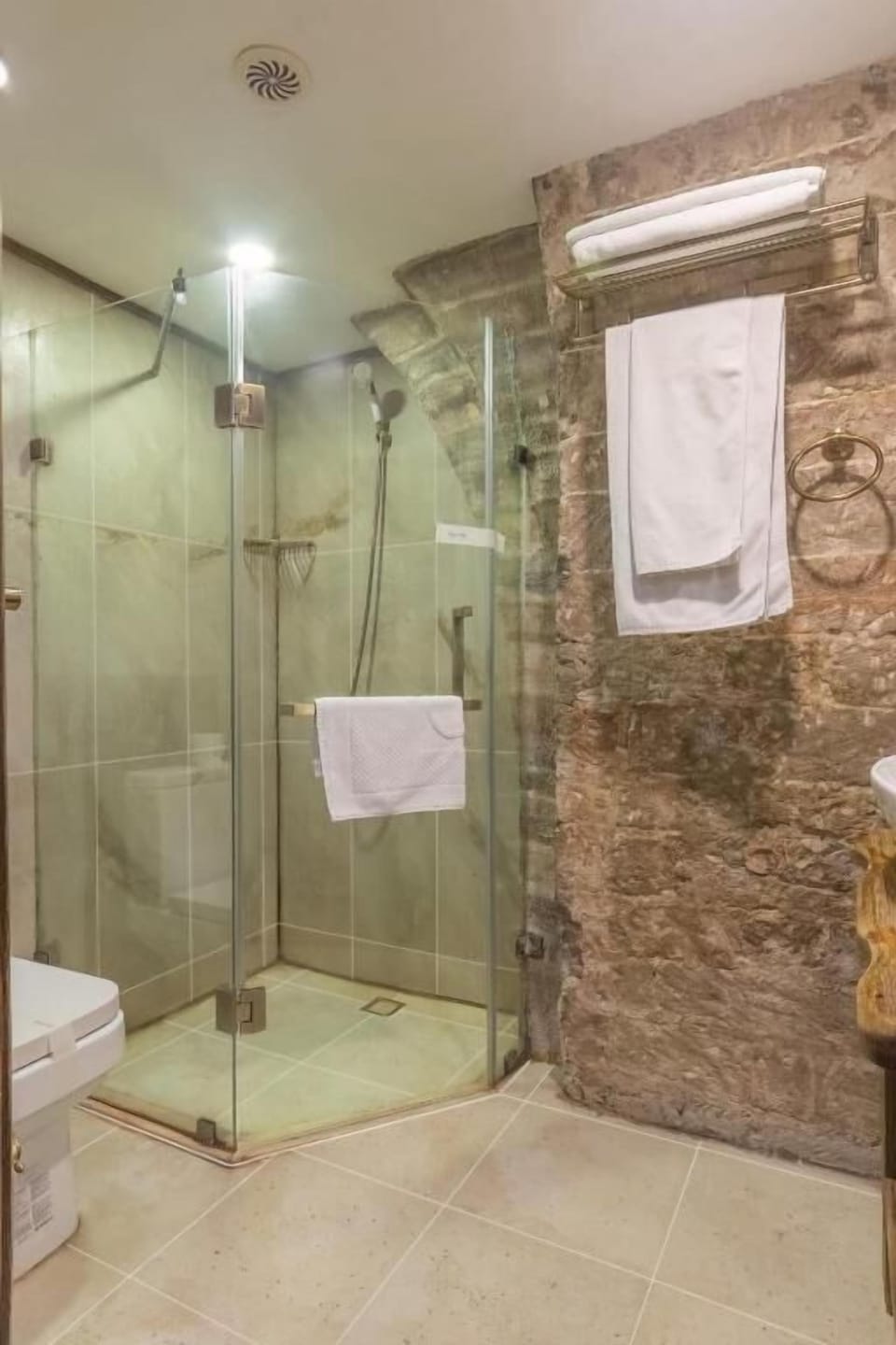 Hair dryer, bathrobes, slippers, towels