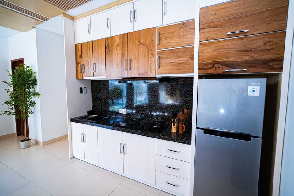 Luxury Villa, 2 Bedrooms, Balcony, Pool View | Private kitchen | Fridge, stovetop, highchair