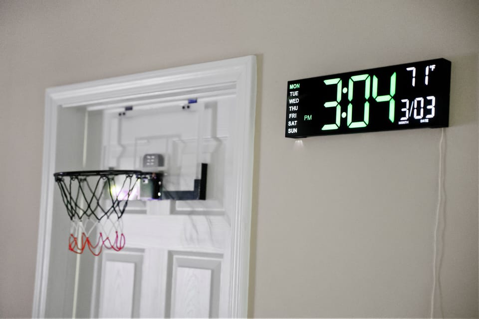 Track game time — a digital clock keeps you on schedule.