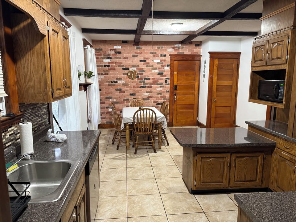 Bright, open kitchen perfect for cooking and entertaining guests.