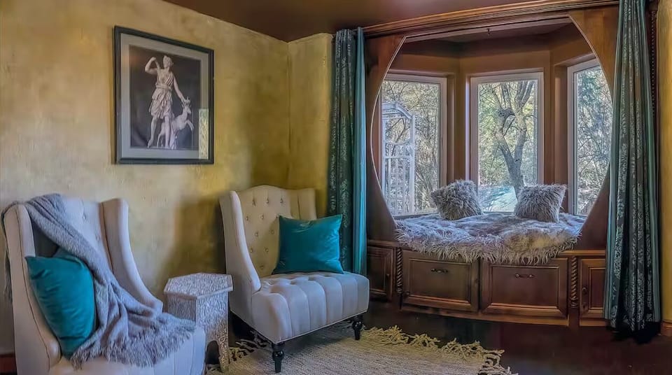 Seating and window seat in master bedroom