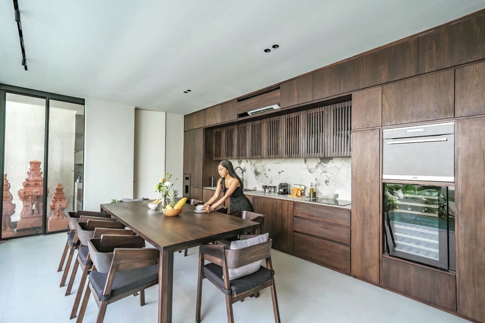 Villa, 2 Bedrooms, Patio, Pool View | Private kitchen | Fridge, oven, stovetop, espresso maker