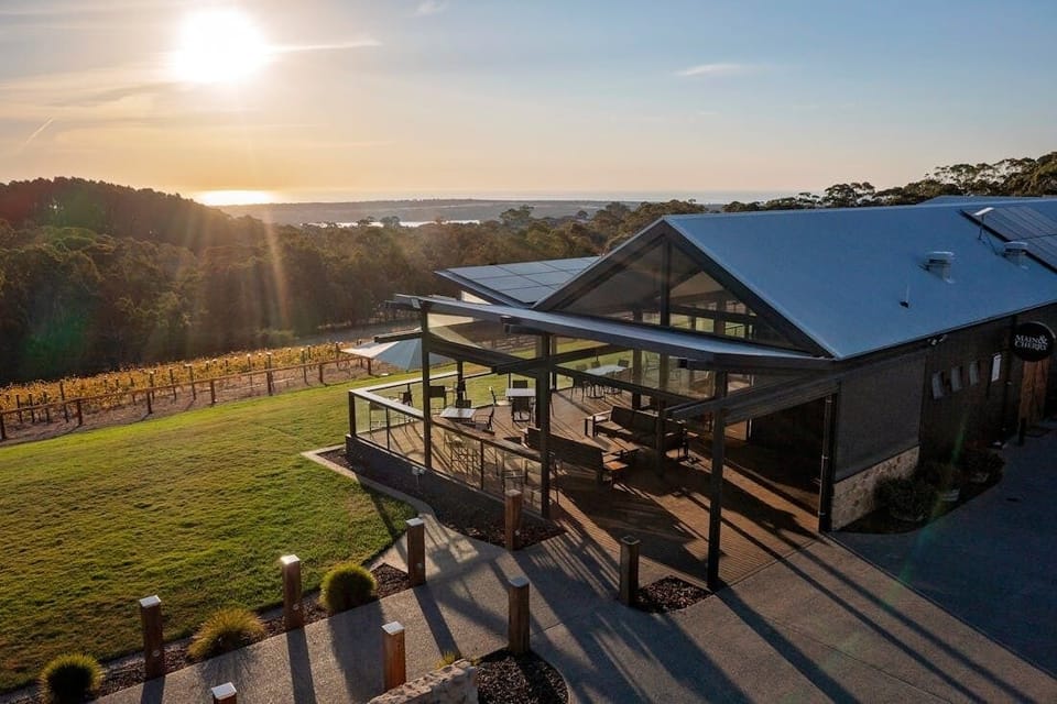 Catch the sunset over the ocean at Main & Cherry Cellar Door, just 1 minute up the road.