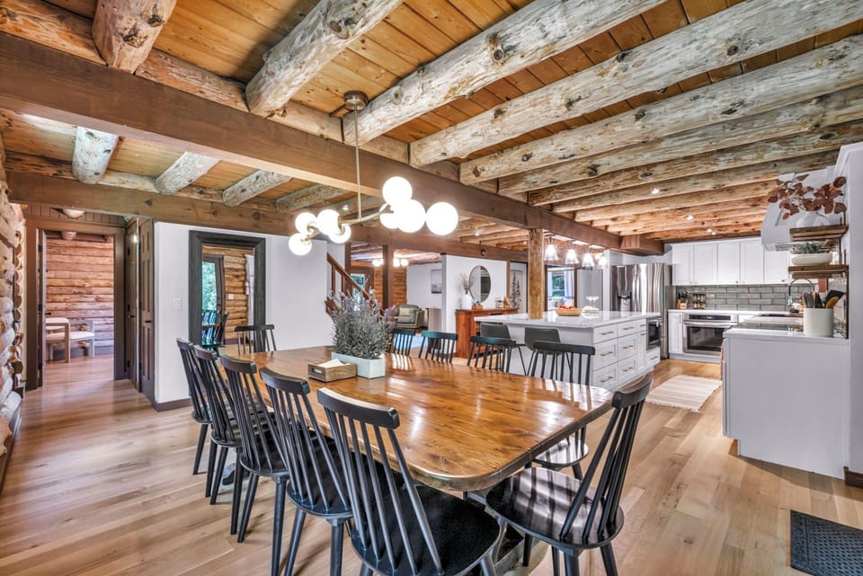 From this angle, you see how the dining and kitchen connect—one big space designed to bring people together.