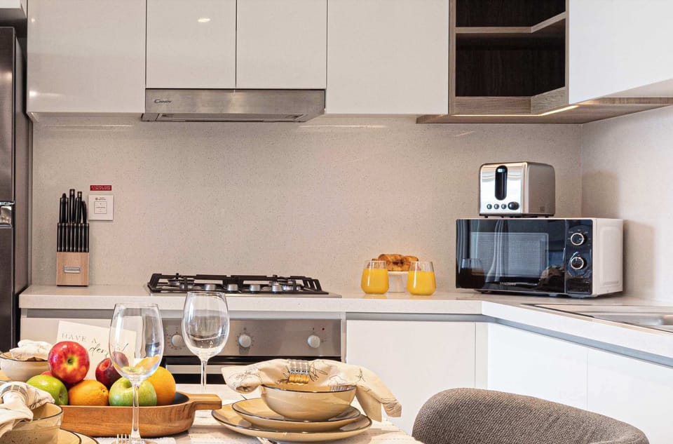 Cook with ease in our fully equipped kitchen! Featuring a microwave, toaster, pots, pans, and all the essentials for a hassle-free stay.