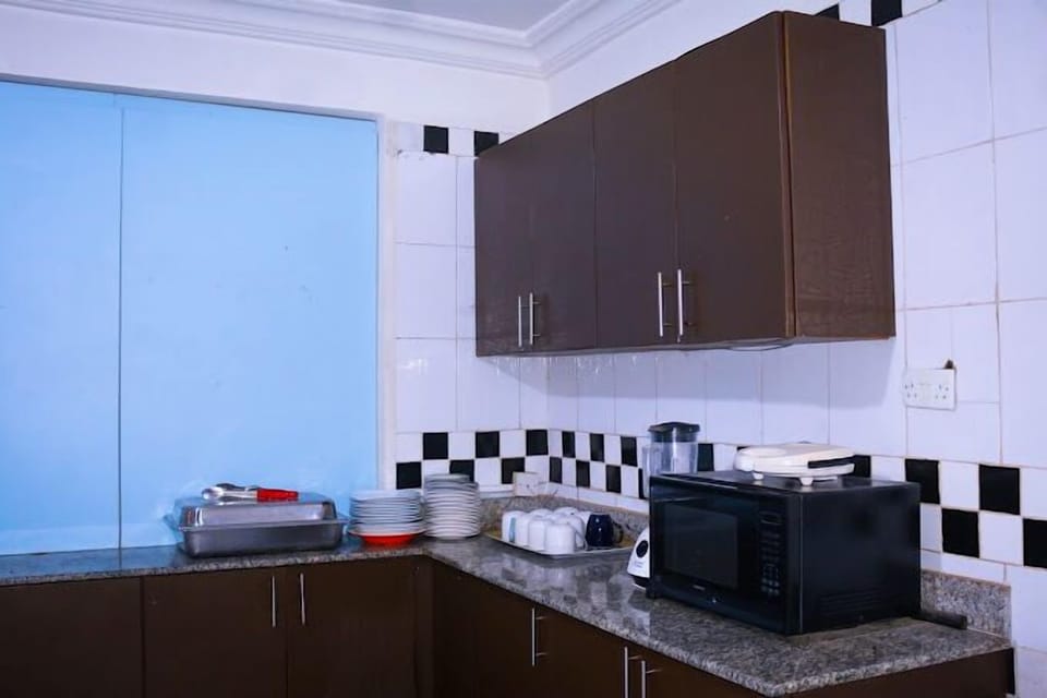 Economy Apartment, Balcony, City View | Private kitchen | Fridge, microwave, oven, stovetop