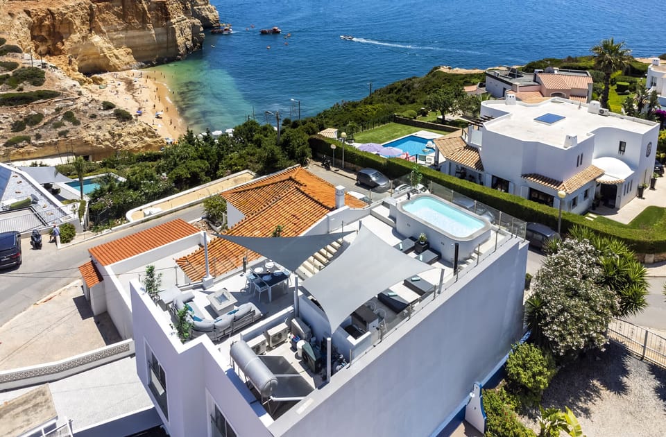 Casa Milhafre roof terrace with Benagil beach and ocean views