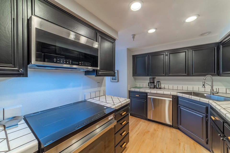 Kitchen comes fully stocked with everything needed to make a nice meal.