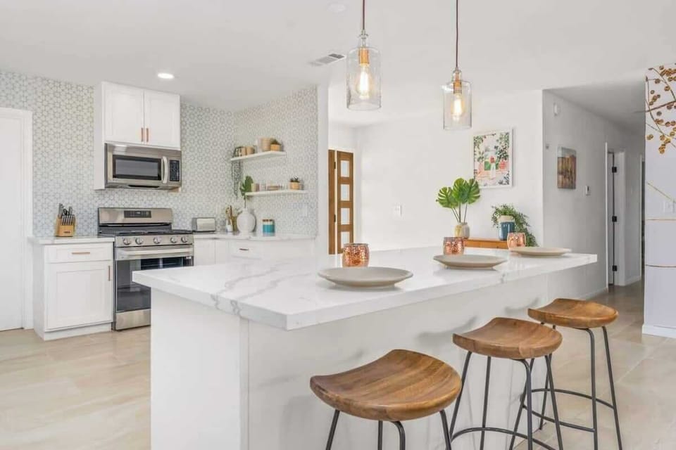 Fully stocked kitchen with brand new appliances, utensils, plates and more!
