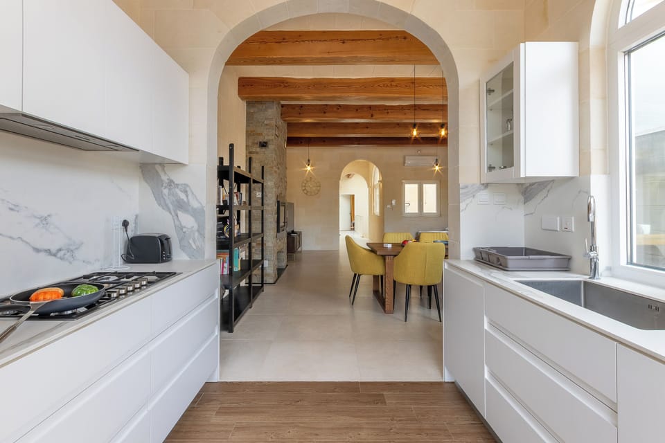Family Villa, Multiple Bedrooms (Solaris Gozitan Villa With Pool) | Private kitchen | Fridge, microwave, oven, stovetop