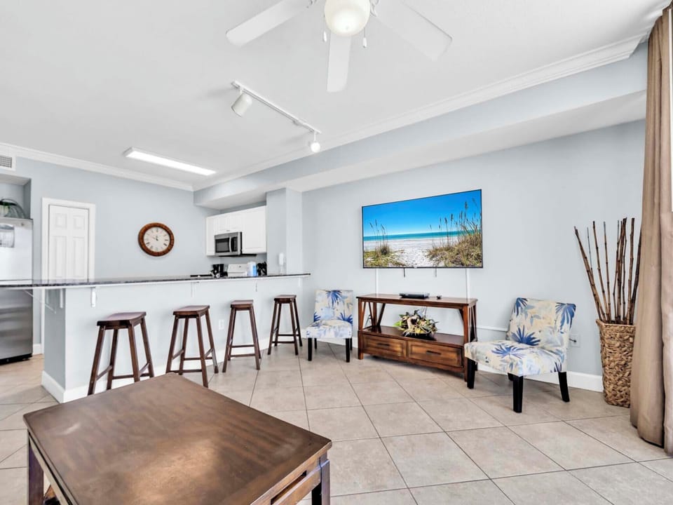 Wind down with a movie on the large flat-screen TV